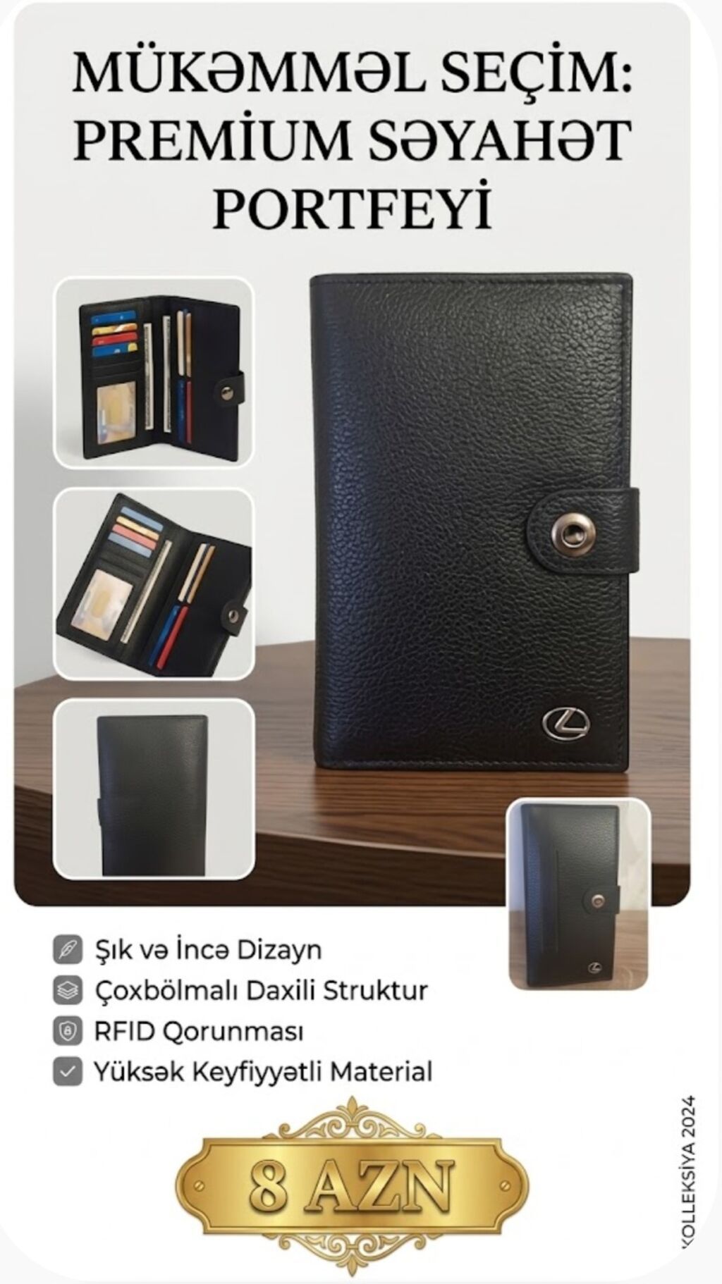 Premium Səyahət Portfeyi - Şık və incə dizayn: qara rəng, qapaqlı və — Cüzdanlar və vizit kartlıqları, Sumqayıt