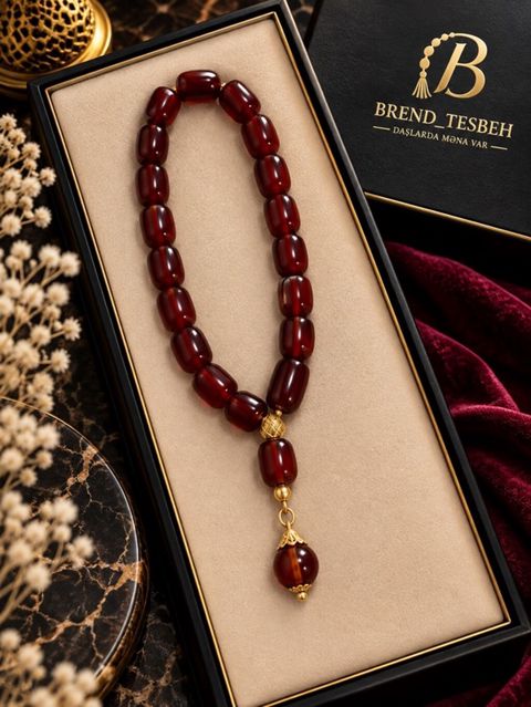 Qəhvəyi-bordo tonlarında təsbeh – “Brend_Tesbeh” - Material — Bakı
