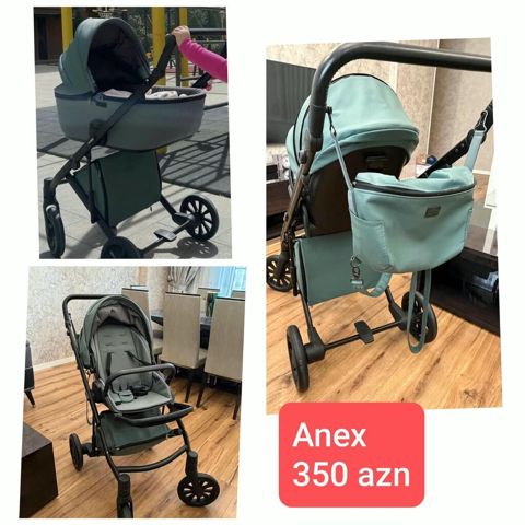 Anex uşaq arabası – 2‑in‑1 komplekt - Rəng: yaşıl/boz tonları - Dəst — Bakı