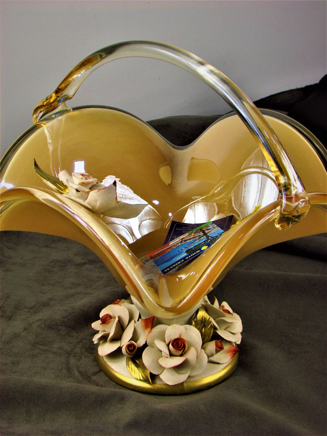 Meyvə qabı Murano Tulipano 2861HNY, bərkidilmiş şüşə, bej, 30x20x32 sm — Mallar, Bakı (2)