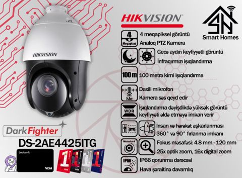 Hikvision 2MP Analoq PTZ kamerası DS-2AE4425ITG — Bakı
