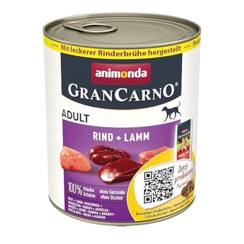İtlər üçün konserv Animonda Gran Carno, mal və quzu əti, 800 q — Bakı