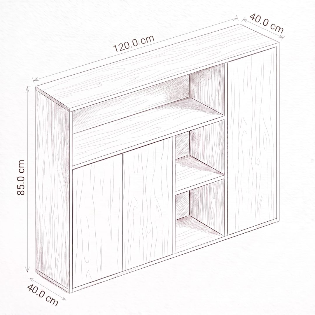 Komod, Ldsp, Antrasit/Sonoma, 85x120x40 sm — Mallar, Bakı (2)