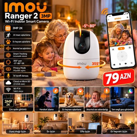 Imou Ranger 2 3MP – 360° WiFi Ev Kamerası — Bakı