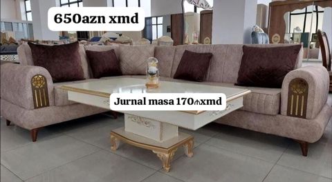 Künc divan və jurnal masası dəsti - Künc divan: geniş oturma sahəsi — Yumşaq mebel