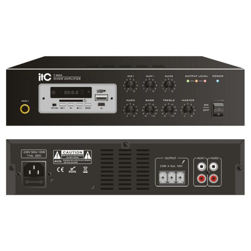 Gücləndirici (usilitel) ITC Audio T-B60 60W USB MP3 və Bluetooth dəstəyi — Mallar, Bakı