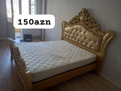 Klassik üslubda iki nəfərlik taxt çarpayı və döşək - Material: massiv — Bakı
