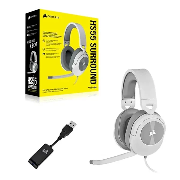 Corsair HS55 Surround White Wired Gaming Headset — Bakı