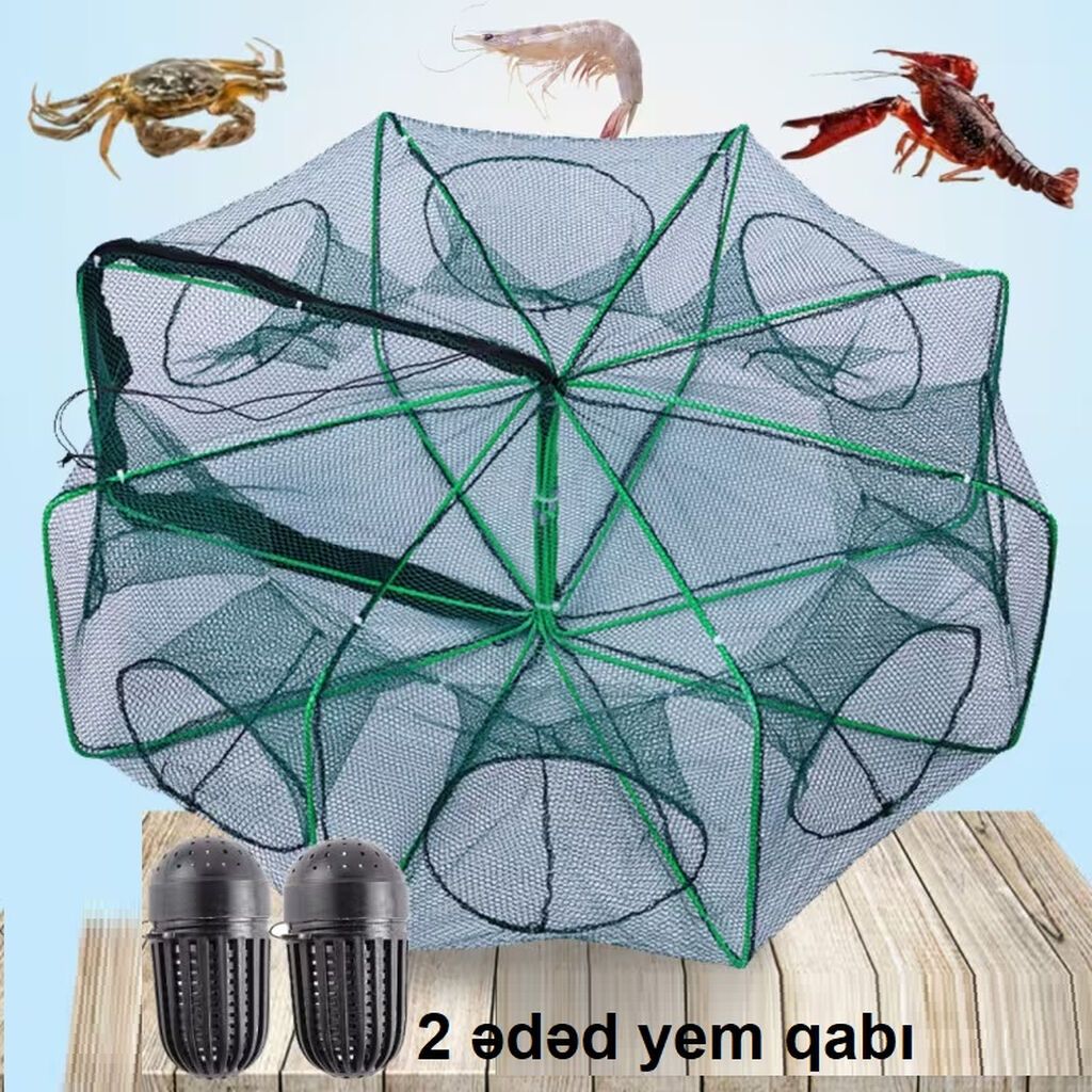 6 dəlikli qarmaq/tor tipli balıq, xərçəng, krevet və rakiuska tələsi — Camping, ovçuluq və balıqçılıq, Bakı (3)