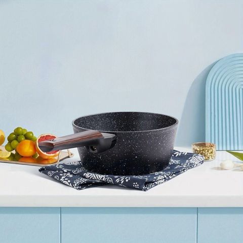 Qazan tək qulplu, qranit, qara, 16 sm - homestore_vm1643 — Bakı