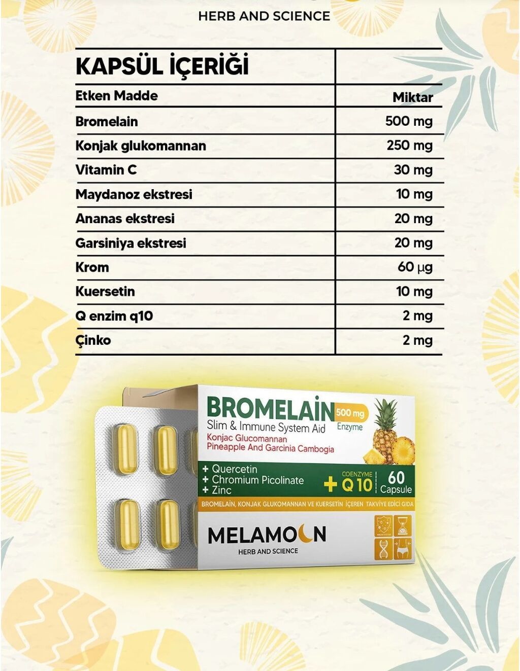 Melamoon Bromelain 500 mg – form yönümlü xüsusi formul Məhsul tipi — Vitaminlər və qida əlavələri, Bakı (5)