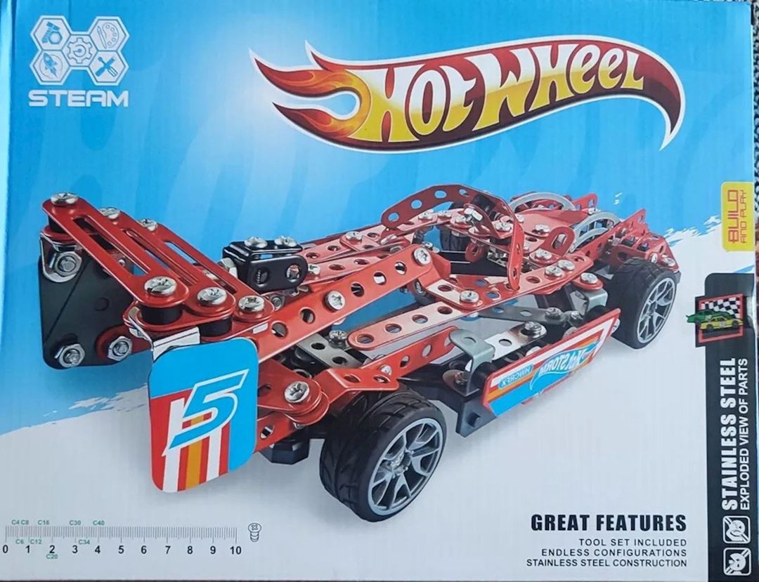 Metal konstruktor Steam Hot Whee, idman avtomobili, 372 hissə, qırmızı — Mallar, Bakı (2)