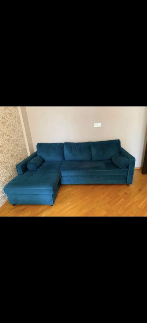 Künc divan – mavi rəng, L‑şəkilli - Müasir dizaynlı L‑şəkilli künc — Bakı