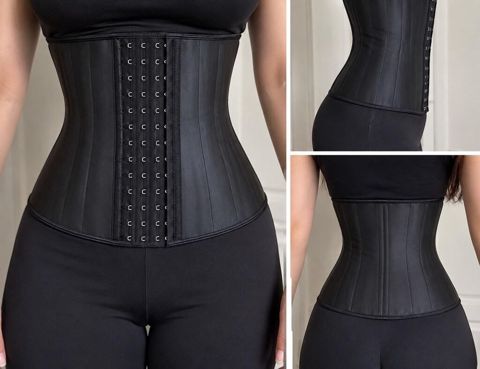 Qadınlar üçün bel formalaşdıran korset - Rəng: qara - Material — Women's clothing