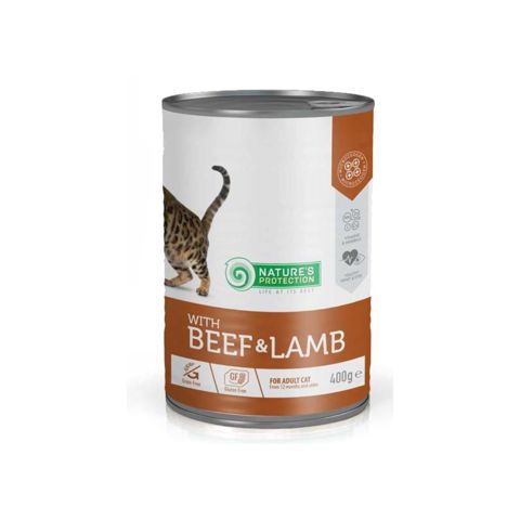 Yetkin pişiklər üçün nəm yem Nature's Protection, mal əti/quzu, 400 q — Bakı