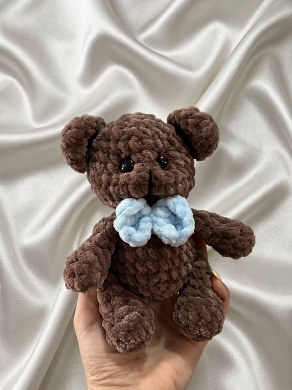 Xırda ölçülü, əl işı toxunma oyuncağı – qəhvəyi ayıcık. - Material — Yumşaq oyuncaqlar, Digah