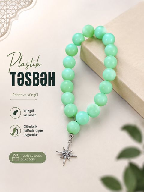 Təsbeh 89064131, açıq yaşıl, plastik, 190 mm — Bakı