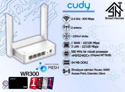"Cudy" WR300 Wi-Fi Router 5 in 1 — Bakı
