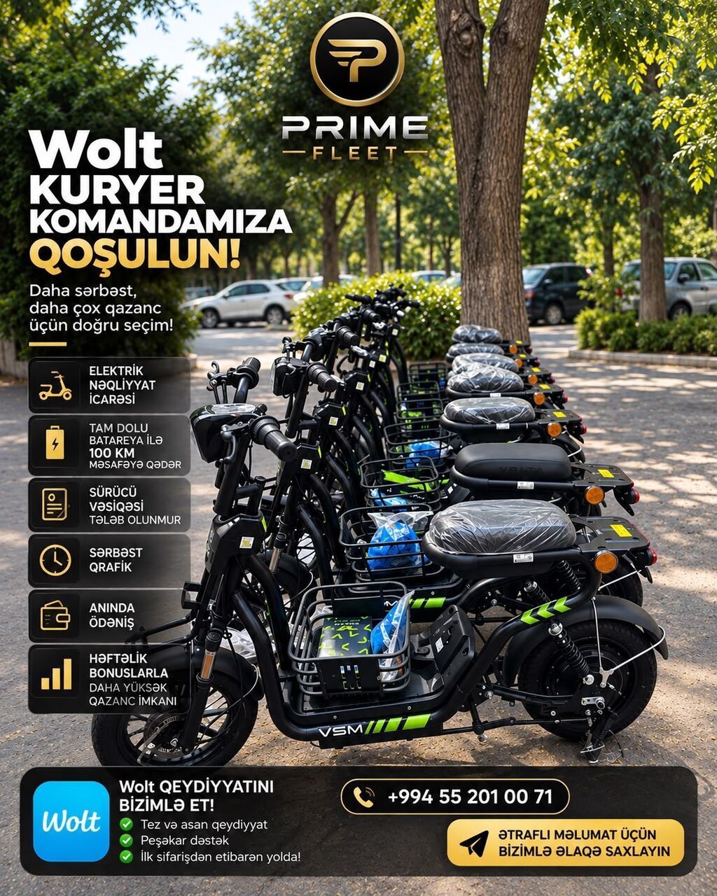 Salam Velosiped icarəsi ilə bağlı məlumat: Əgər bizim Wolt Fleet — Elektrik velosipedləri, Bakı (2)