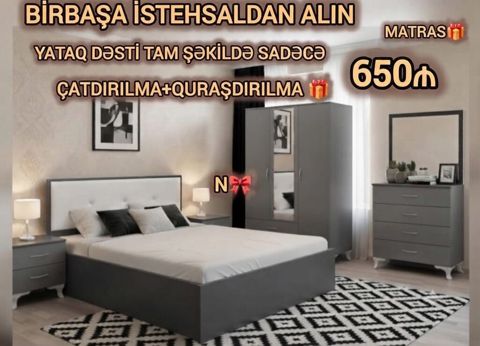 Yataq dəsti – birbaşa istehsaldan Komplekt: - İki tumbalı çarpayı — Bakı