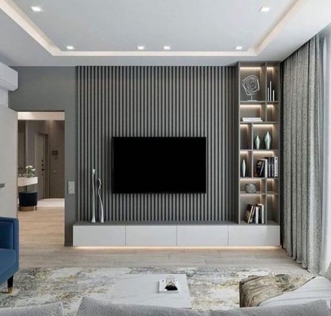 Divar dekorlu TV stend 008 — Bakı
