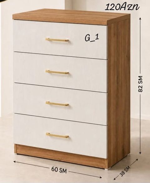 Məhsul: 4 çəkməcəli komod (model: G_1) Ölçülər: - Hündürlük: 82,5 sm — Sumqayıt