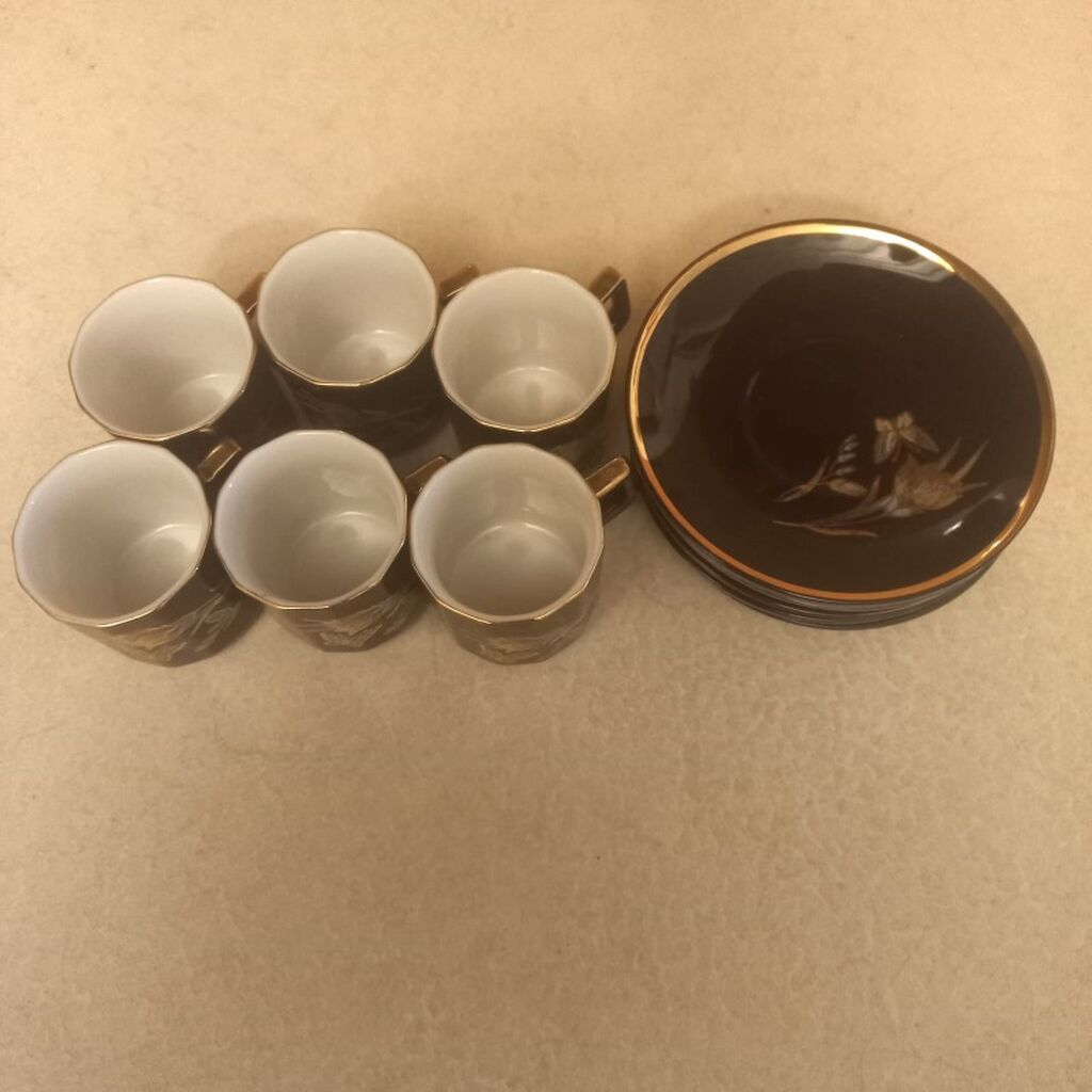 Çay dəsti, rəng - Qara, Farfor, 6 nəfərlik — Süfrə qabı, Bakı (2)