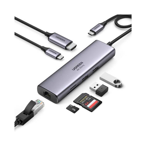 Ugreen 60515 CM512 7-in-1 4K HDMI usb-c Hub — Mallar, Bakı