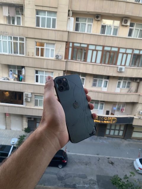 IPhone 12 Pro, 128 GB, Space Gray, Zəmanət, Qırıq, Barmaq izi — Bakı