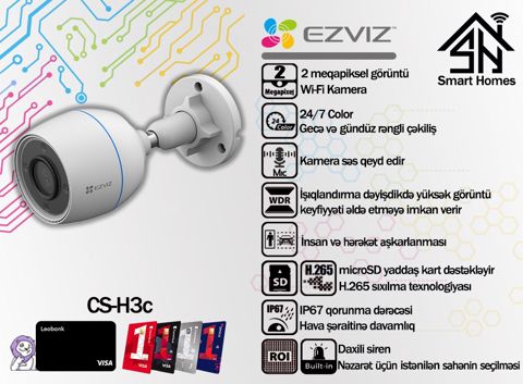 "Ezviz" CS-H3c 1080P wi-fi kamera — Bakı