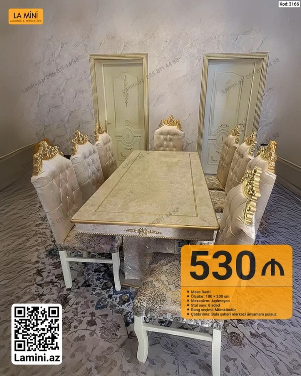 Masa Dəsti – La Mini (Kod: 3166) - Ölçülər: 100 200 sm - Mexanizm — Masalar və stullar, Bakı