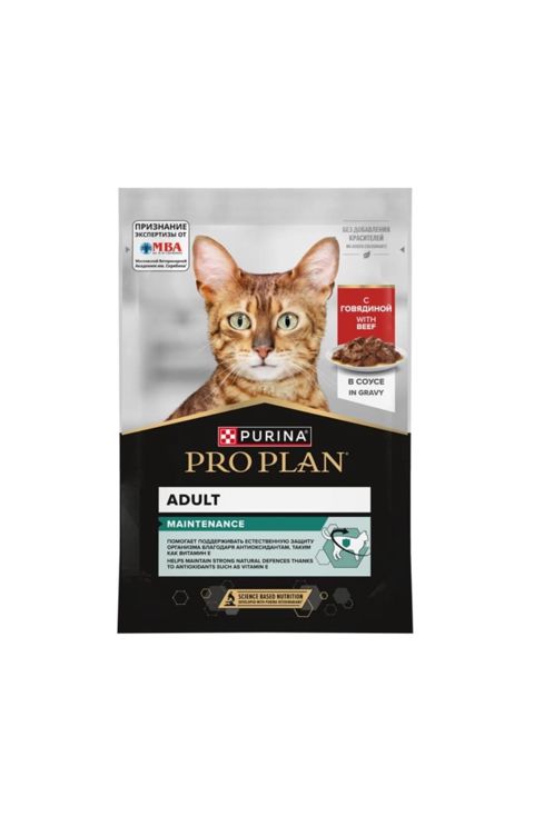 Yetkin pişiklər üçün nəm yem Purina Pro Plan, mal əti ilə, 85 q — Bakı