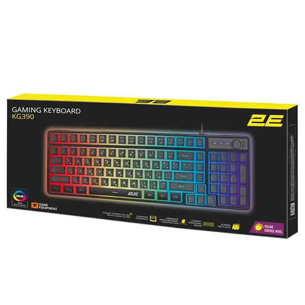 2E Gamıng Membrane Keyboard KG390 WL BT En/ua RGB Black 2E-KG390UBK-WL — Mallar, Bakı