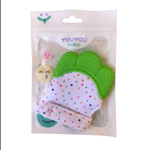 Diş çıxaran əlcək YouYouBaby, 3 ay, Parça-Slikon, yaşıl, ağ — Bakı
