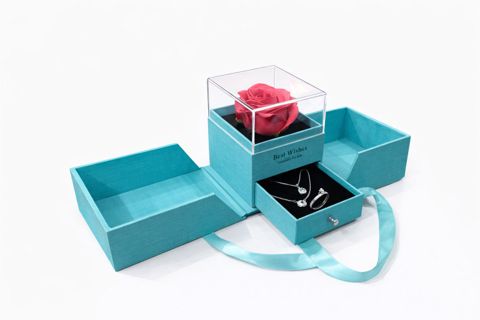 Qızılgül ilə bəzək üçün hədiyyə qutusu HP048294, firuzəyi, 9.8x10x11 sm — Bakı