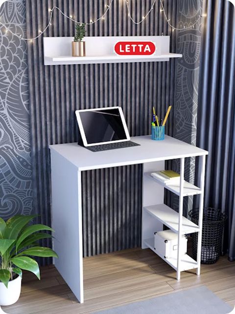 Yazı masası Letta 3563_LetSpringCStolSWhWh, LDSP-Loft, 75x50x75 sm, ağ — Bakı