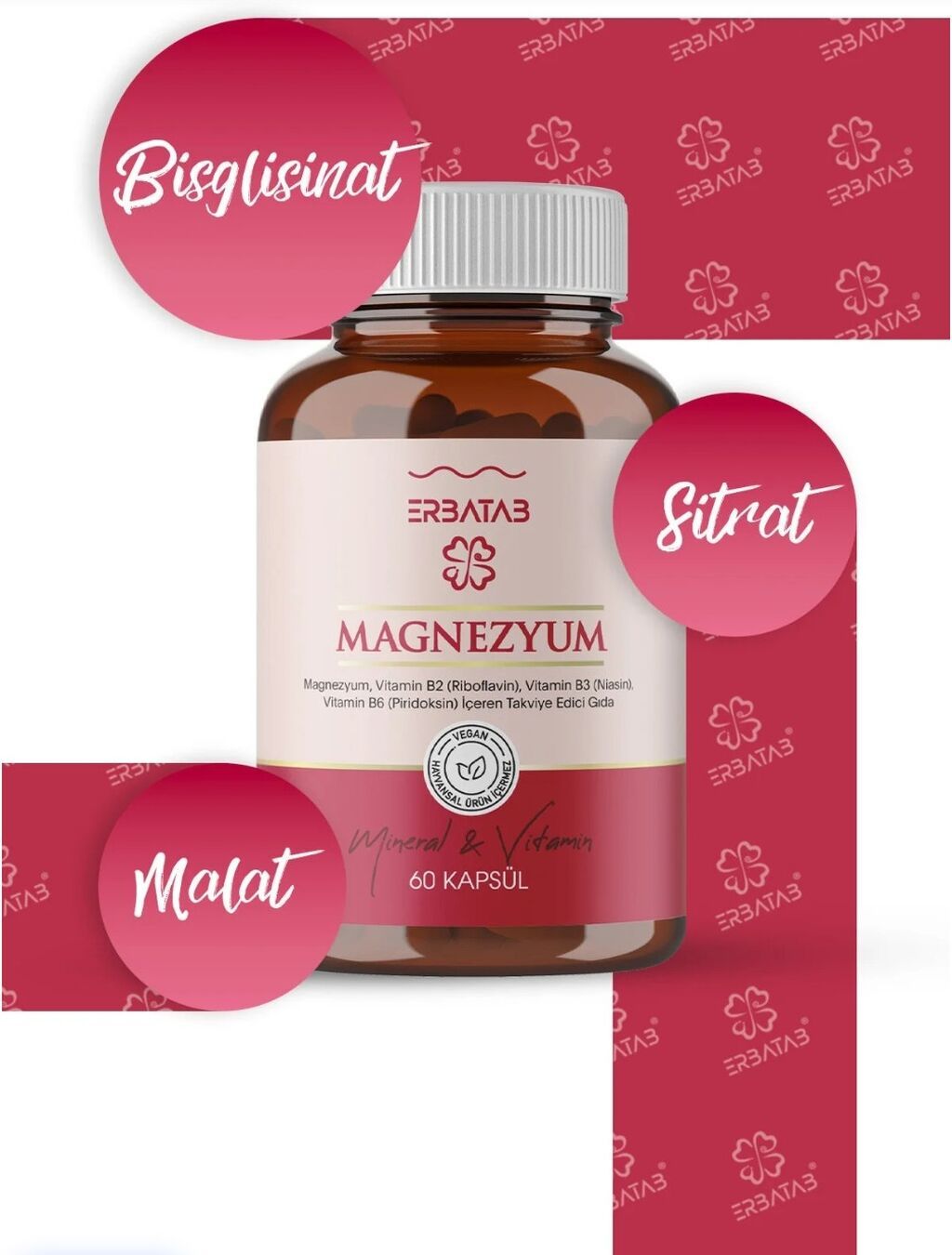 Erbatab Magnezyum Kompleks – 60 kapsul Başlıq: Erbatab Magnezyum 3-lü — Vitaminlər və qida əlavələri, Bakı (3)