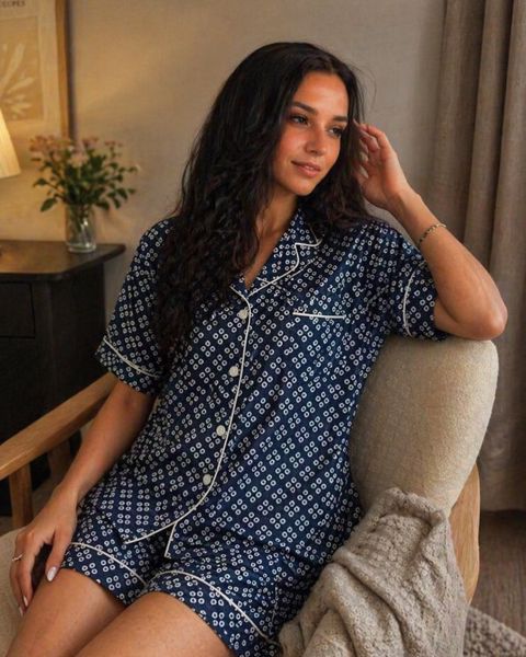 Qadınlar üçün şortlu pijama dəsti, göy, poliester, ölçü 38 — Bakı
