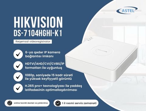 DVR "Hikvision DS-7104HGH-K1" — Bakı