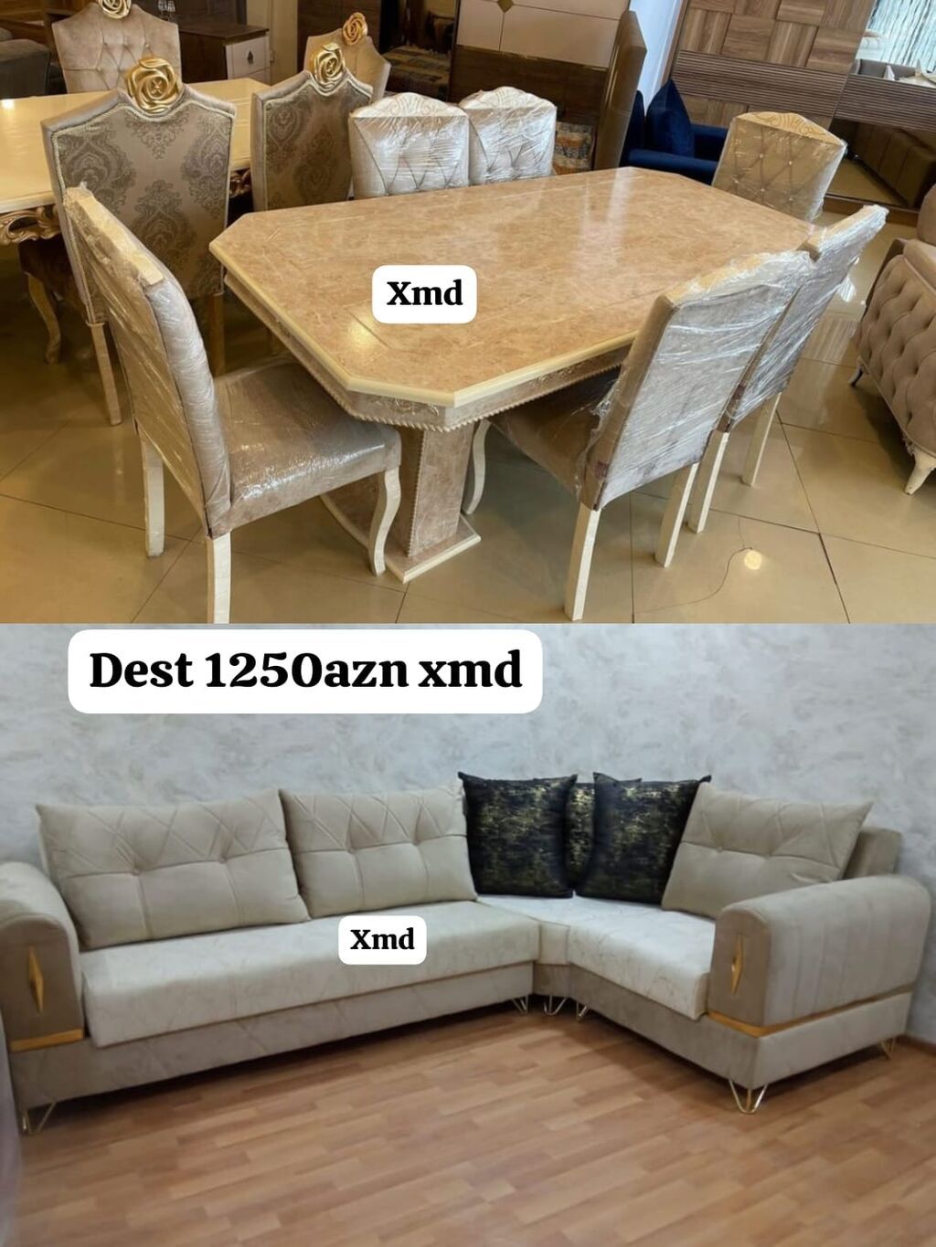 Dest mebel dəsti Tərkib: - Künc divan: parça üzlü, bej rəng, üç qara — Yumşaq mobilya dəstləri, Bakı
