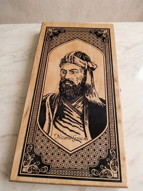 Taxta şahmat/nərd lövhəsi – “Nizami Gəncəvi” dizaynı Çatdırılma Var — Masazır