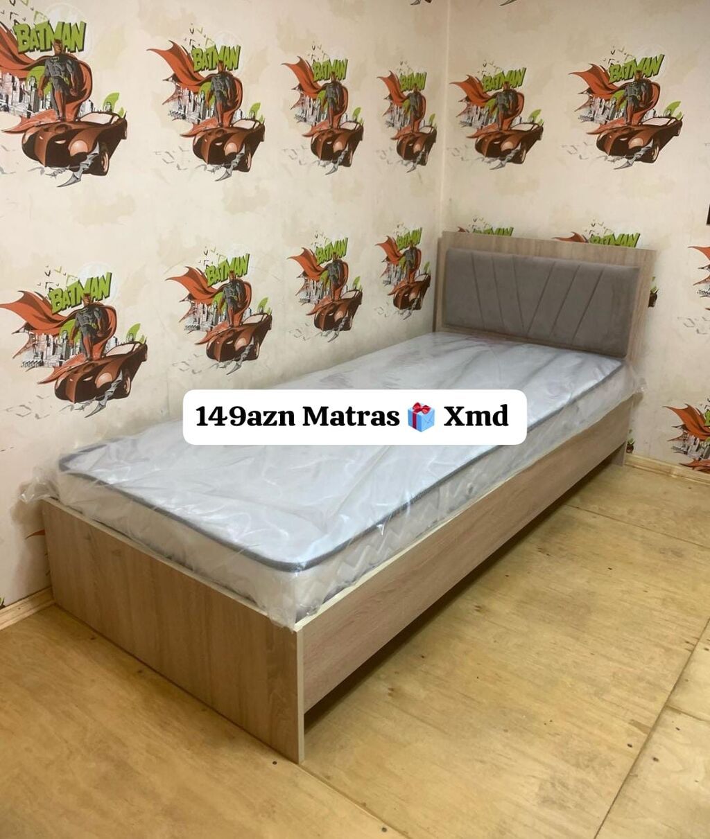 Tək nəfərlik çarpayı və matras dəsti. - Ölçü: təxmini 90x190 sm (tək — Yataqlar, Bakı