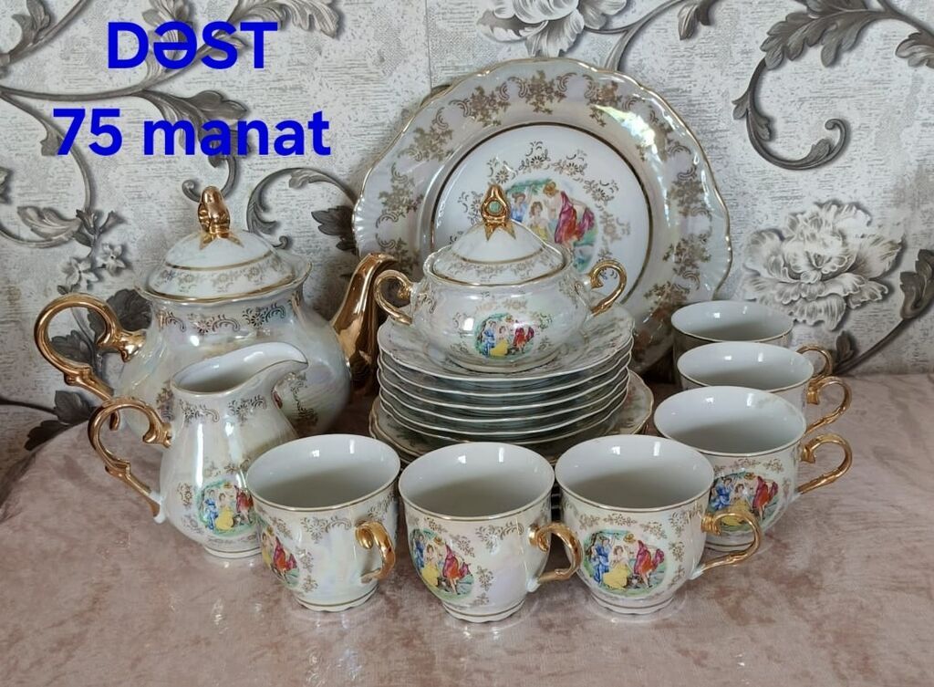 Çay dəsti, rəng - Yaşıl, Şüşə — Süfrə qabı, Bakı (2)
