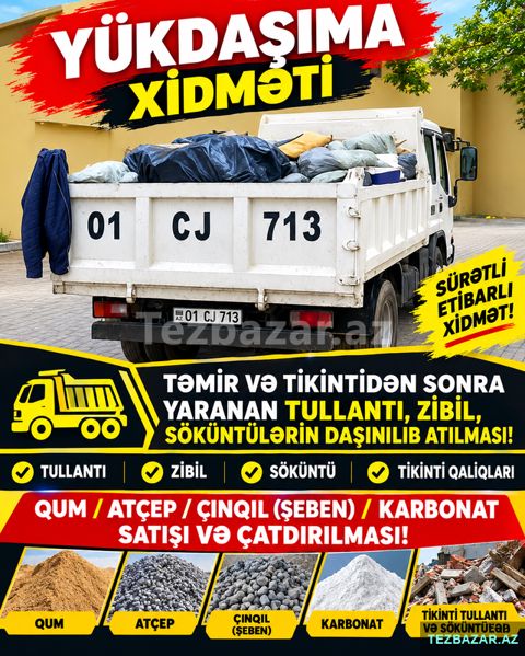 Tullantı, Zibil və Söküntü Daşıyan Maşın Bakı — Bakı