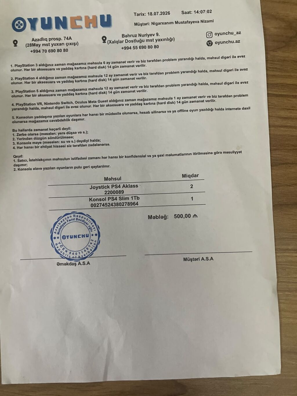 Ps4 Slim 1Tb 2 orjinal pult(zəmanətdə a class yazılıb amma googleden — Oyun konsolları, Mehdiabad (5)