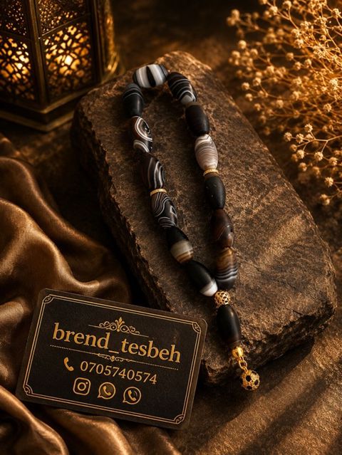 Təsbeh – təbii daşlardan hazırlanmış, zərif naxışlı muncuqlarla — brend_tesbeh