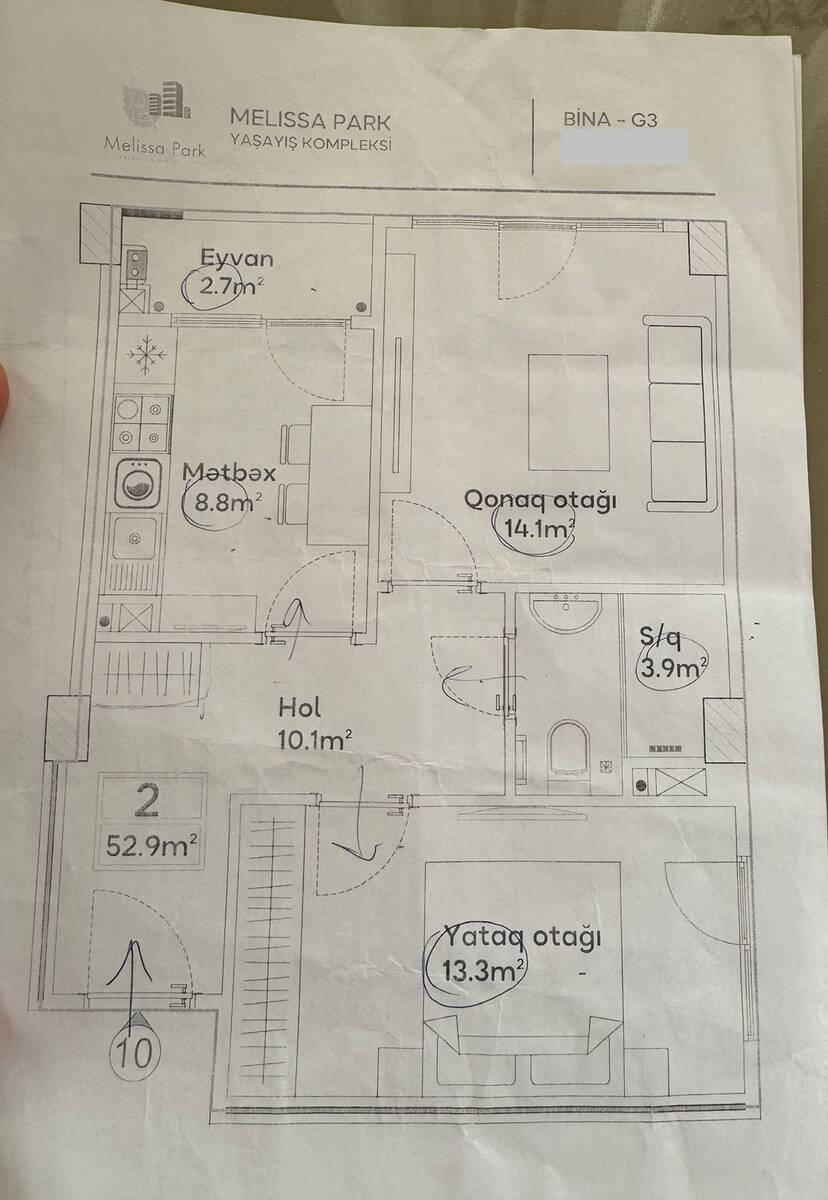 Satılır 2 otaqlı yeni tikili 53 m² — Mənzil, Bakı (4)