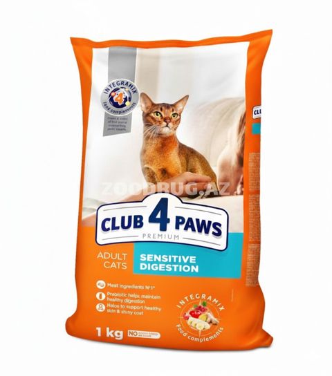Quru yem Club 4 Paws Premium Sensitive Digestion həssas həzmli böyük pişiklər üçün, 1 кг çəki ilə — Bakı