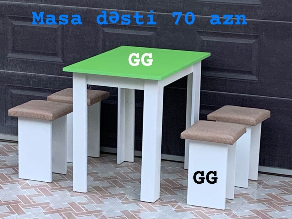 Mətbəx üçün, Yeni, Açılmayan, Kvadrat masa, 4 stul — Masalar və stullar, Bakı (9)