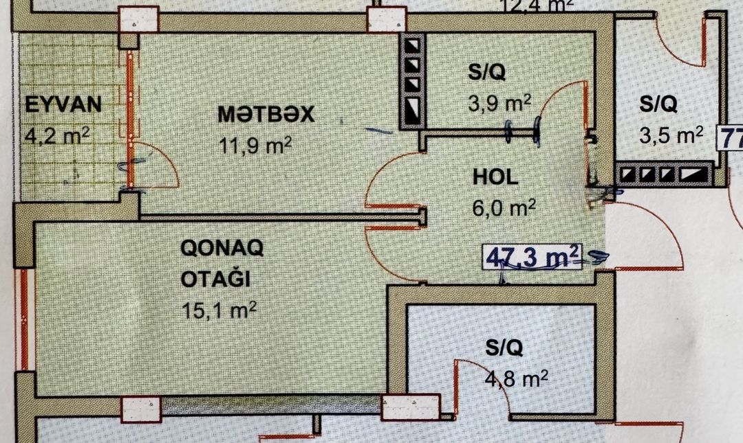 1-otaqlı yeni tikili, Xırdalan ş., 47.3 m² — Mənzil, Xırdalan (3)